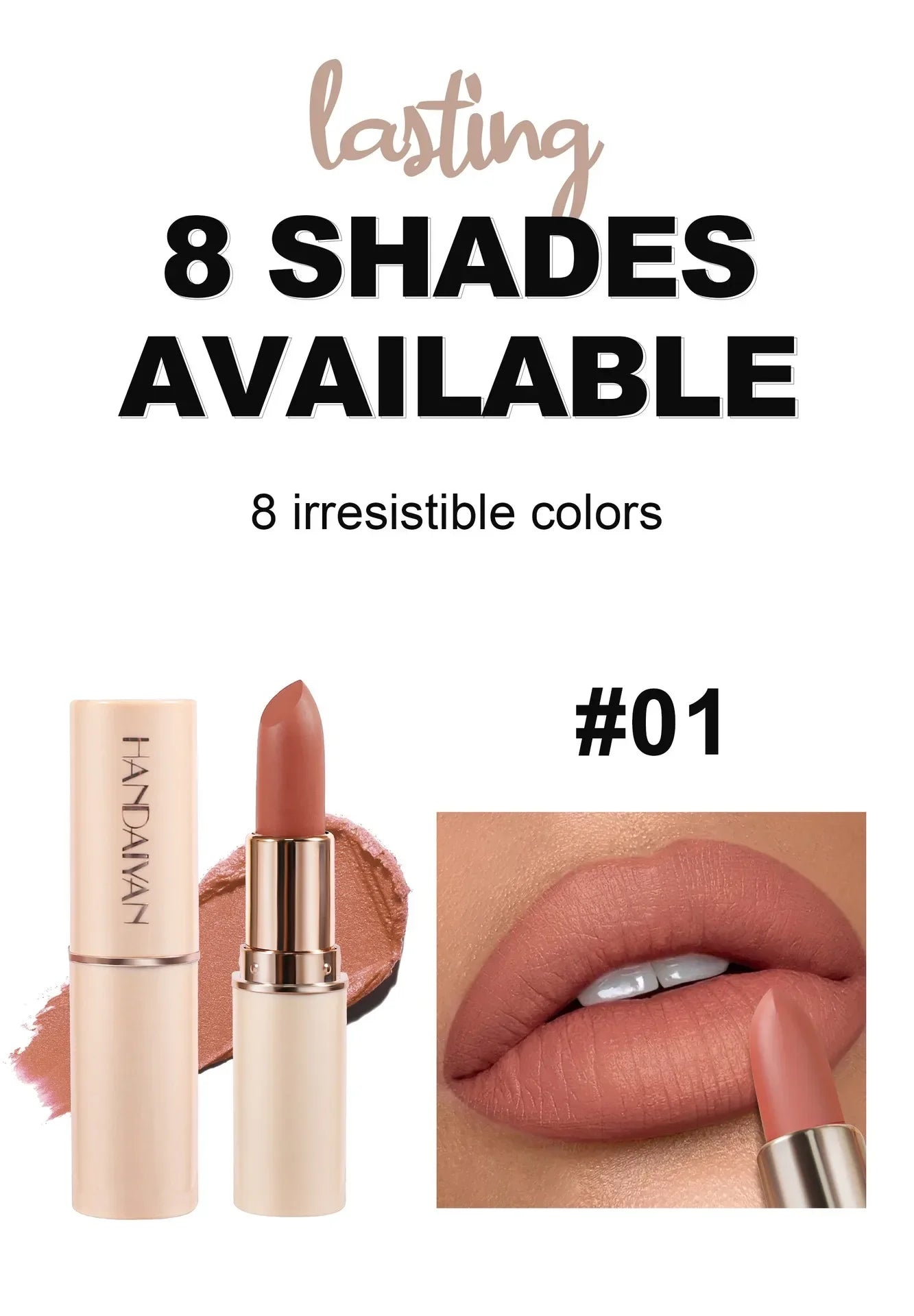 Deep Red Matte Lipstick – 8 Colors, Waterproof, Non-Stick Cup, Velvet Lip Balm, Dark Red Lipsticks for Easy Application
