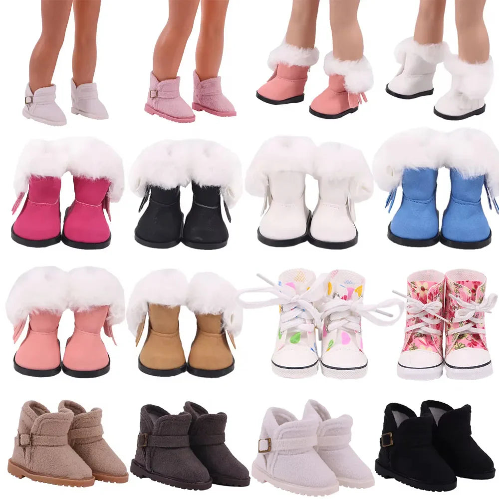 5CM Doll Snow Boots – Pop Plush Canvas Shoes for 14.5" Dolls, 32-36CM Paola Reina & 20CM Cotton Dolls Accessories
