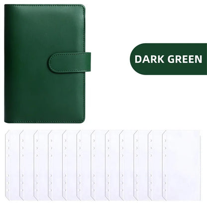 PU Leather Budget Binder with Cash Envelopes – A6 Planner Organizer, Zip Pockets for Saving Money, Small French Budget Pouch