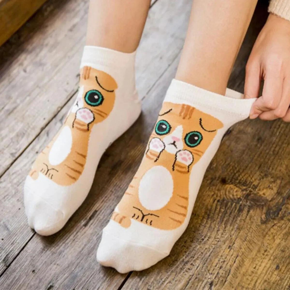 5 Pairs Women's Cute Cartoon Cat Ankle Socks - Breathable & Stylish for Everyday Wear