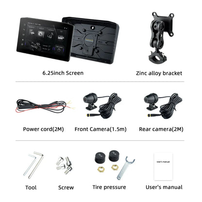 EKIY 6.25" Portable Digital Dashboard with Wireless CarPlay & Android Auto GPS Navigation - Anti-Theft Removable Screen for Motorcycle   2/2