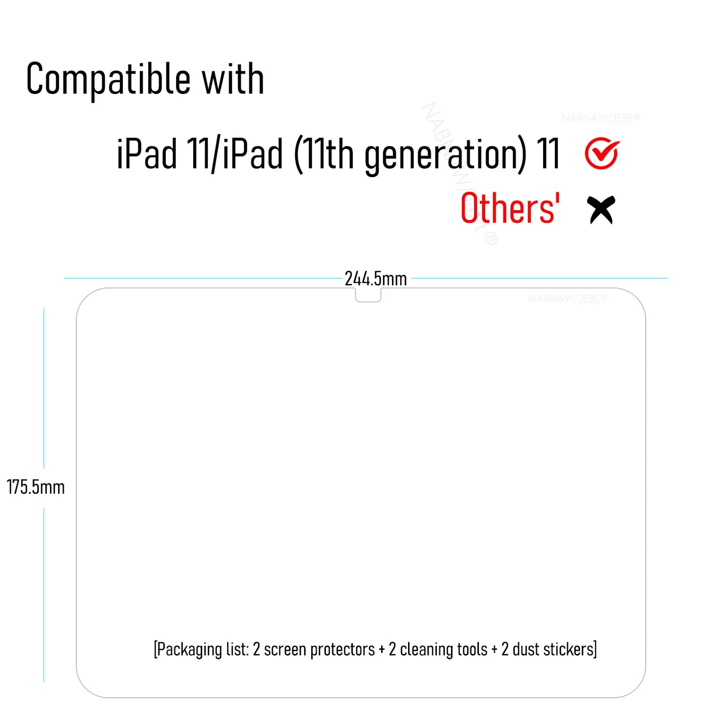 2-Pack iPad 11" Tempered Glass Screen Protector – Anti-Scratch HD Film for iPad 2025 11th Gen A16