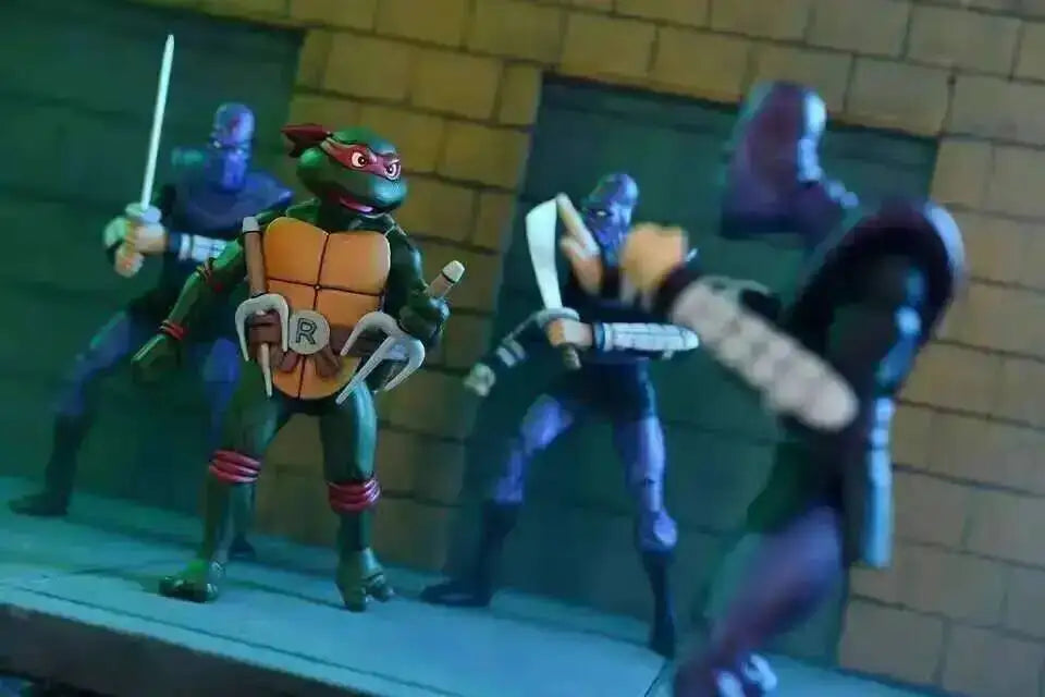 Four New NECA Anime Action Figures – Leonardo Teenage Mutant Ninja Turtles Pizza Club Model Figurines for Toys & Shelf Display