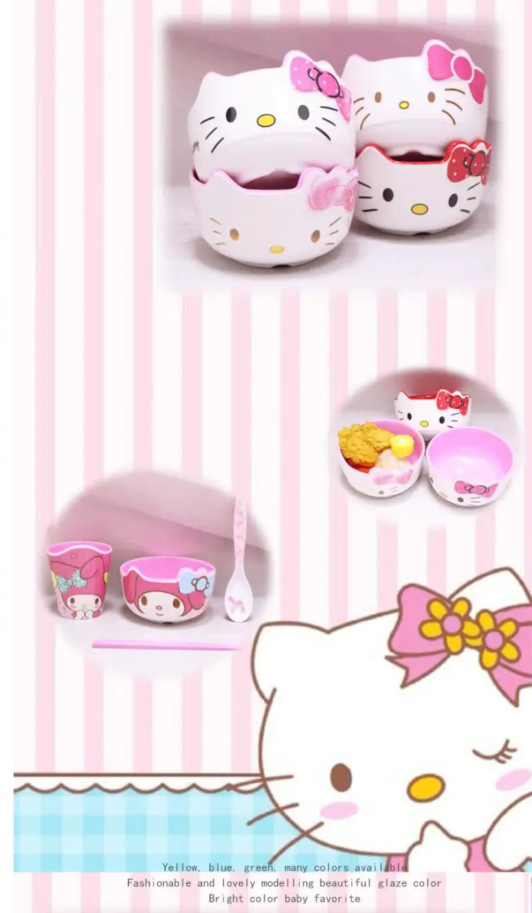 Sanrio Hello Kitty Cartoon Soup Bowl – Cute Anti-Drop Kitchen Tableware, Creative Instant Noodle Bowl Accessory
