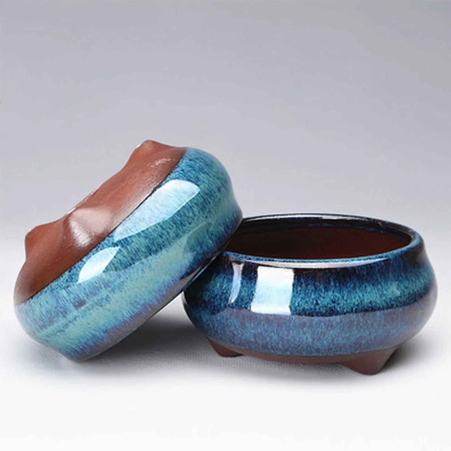 Breathable Ceramic Bonsai Pots - Stoneware Flowerpots with Drainage Holes for Garden Plants