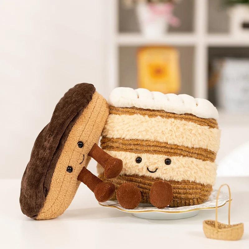Cute Dessert Plush Toys – Soft Cake, Waffle, Pancake, Macaron, Éclair Stuffed Dolls for Kids Gift & Home Decor