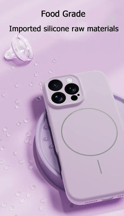 Original Liquid Soft Silicone MagSafe Case – Magnetic Wireless Charging Cover for iPhone 16 Plus, 15, 14, 13, 12 Pro Max, 11