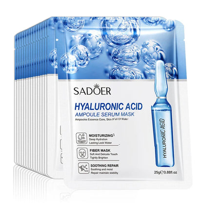 10pcs SAODER Hyaluronic Acid Face Masks – Hydrating, Moisturizing & Firming Skincare
