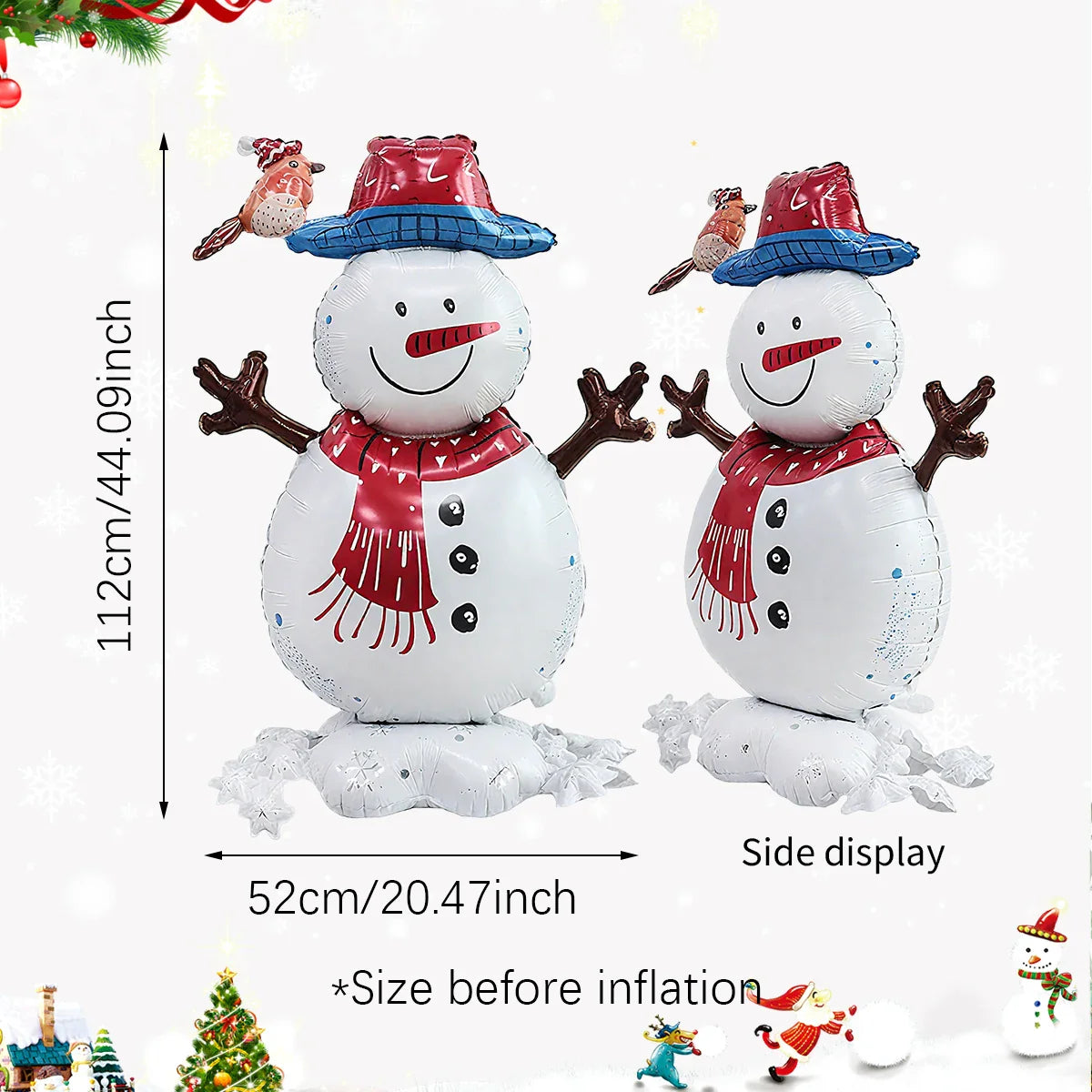 Standing Christmas Snowman Balloon – Winter Holiday Party Decoration for Xmas Theme and Festive Celebrations