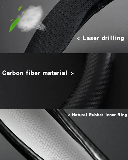 Universal Car Steering Wheel Cover — Carbon Fiber Leather, 3D Anti-Slip, Simple & Stylish Car Accessory