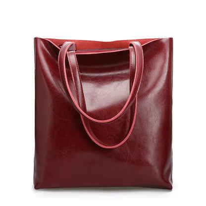 2023 Genuine Cow Leather Women’s Handbag – Large Vintage Office Tote Shoulder Bag for Ladies