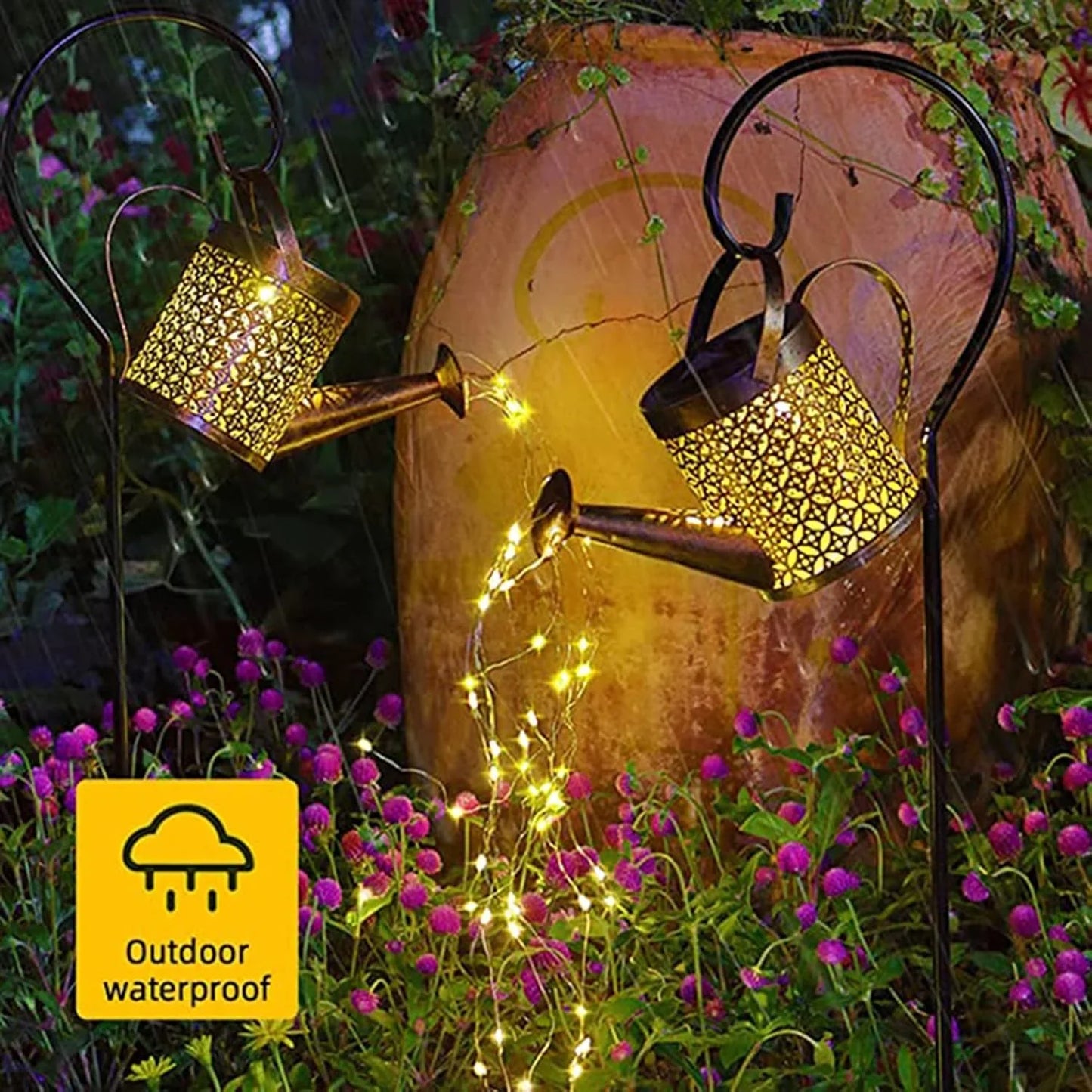 Retro Solar Watering Can Lantern - Waterproof Hanging Star LED Fairy Light for Garden Decor