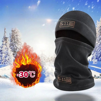 Tactical Fleece Hat & Scarf Set — Thermal Winter Balaclava Face Mask Neck Protector for Sports & Cycling