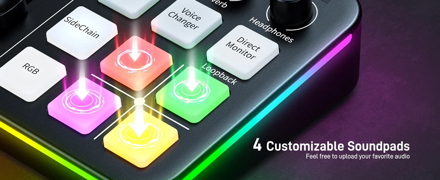 MAONO G1 NEO Audio Interface – XLR Mixer with Custom Sound Effects for Gaming, Podcast & Voice Recording
