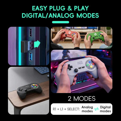 Data Frog PC07 Classic Wireless Retro Game Controller – Dual Receiver Gamepad for PC, Android TV & Arcade Gaming