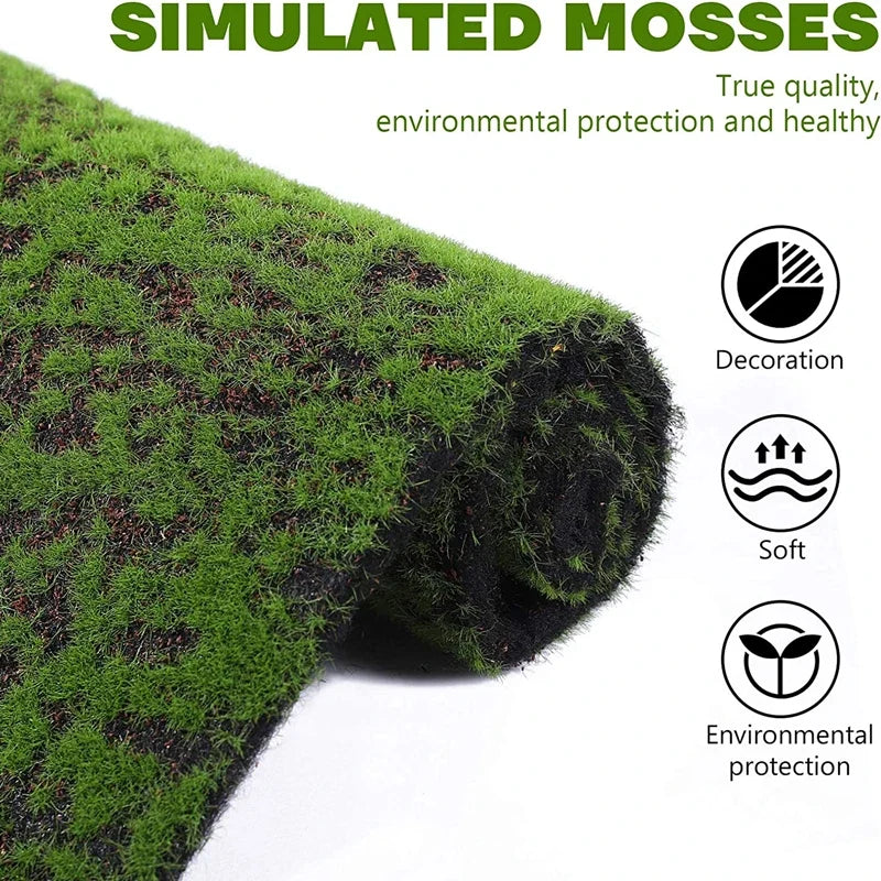 100×100cm Artificial Moss Lawn Carpet - Realistic Green Landscape Decor for Home, Weddings & Events