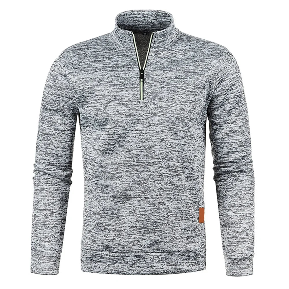 Men's Thicker Half-Zip Pullover Sweatshirt - Solid Color Turtleneck Hoodie for Autumn, Casual Men's Sweater