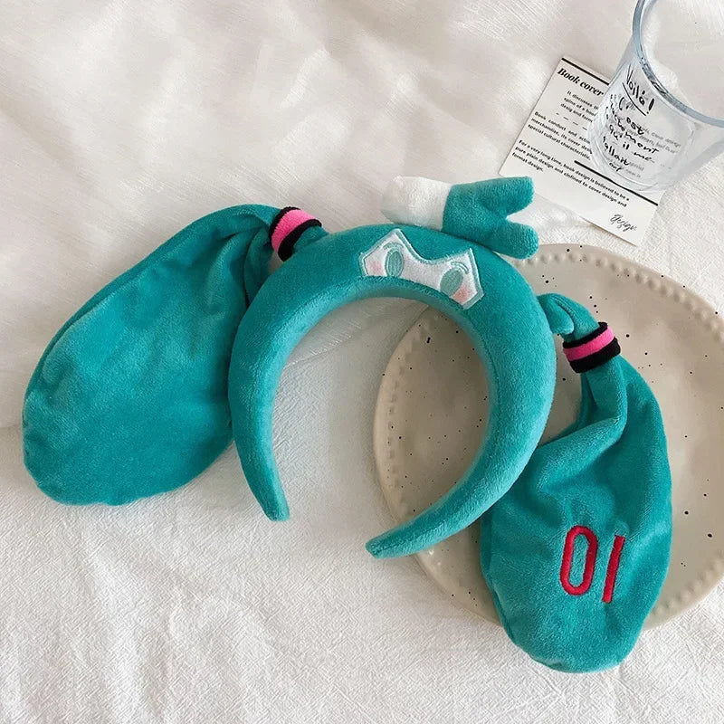 Hatsune Miku Cute Plush Hairband — Soft Headband for Spa, Yoga, Face Washing & Girls Gift