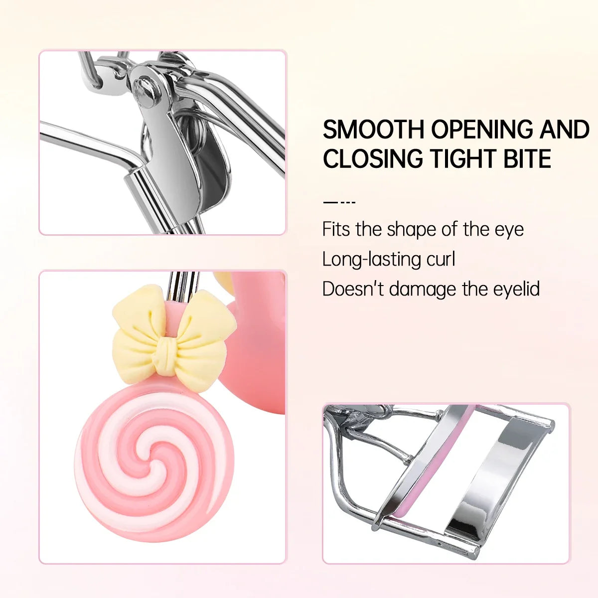 Lollipop Handle Eyelash Curler - Replaceable Adhesive Tape Lash Tool for Beginners and Easy Eye Makeup Application