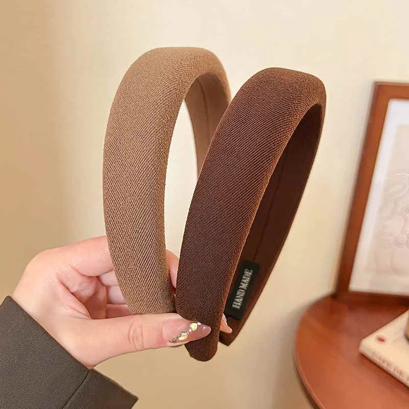 Wild Solid Color Sponge Headband – Wide Edge Fashion Hair Band for Women & Girls, Face Wash Accessory