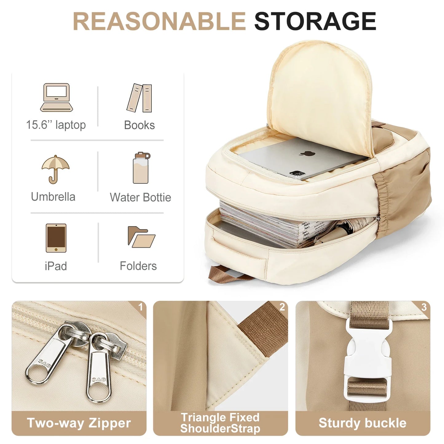 High-Capacity Student Backpack | Trendy Laptop & College Bag for Women, Girls, Travel & School BookBag