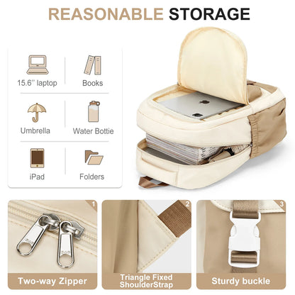 High-Capacity Student Backpack | Trendy Laptop & College Bag for Women, Girls, Travel & School BookBag