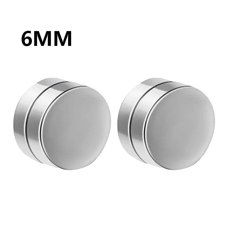 Crystal Strong Magnetic Ear Stud Clip Earrings - Punk Round Zircon Non-Piercing Earrings for Men & Women