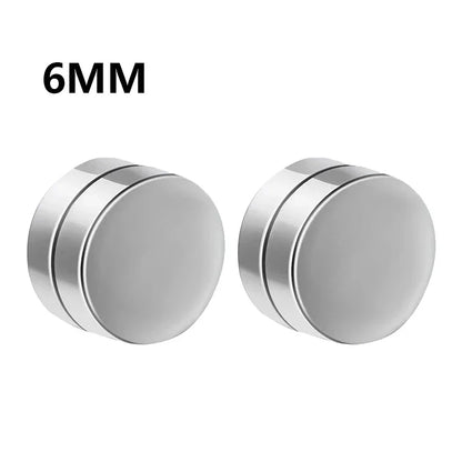 Crystal Strong Magnetic Ear Stud Clip Earrings - Punk Round Zircon Non-Piercing Earrings for Men & Women