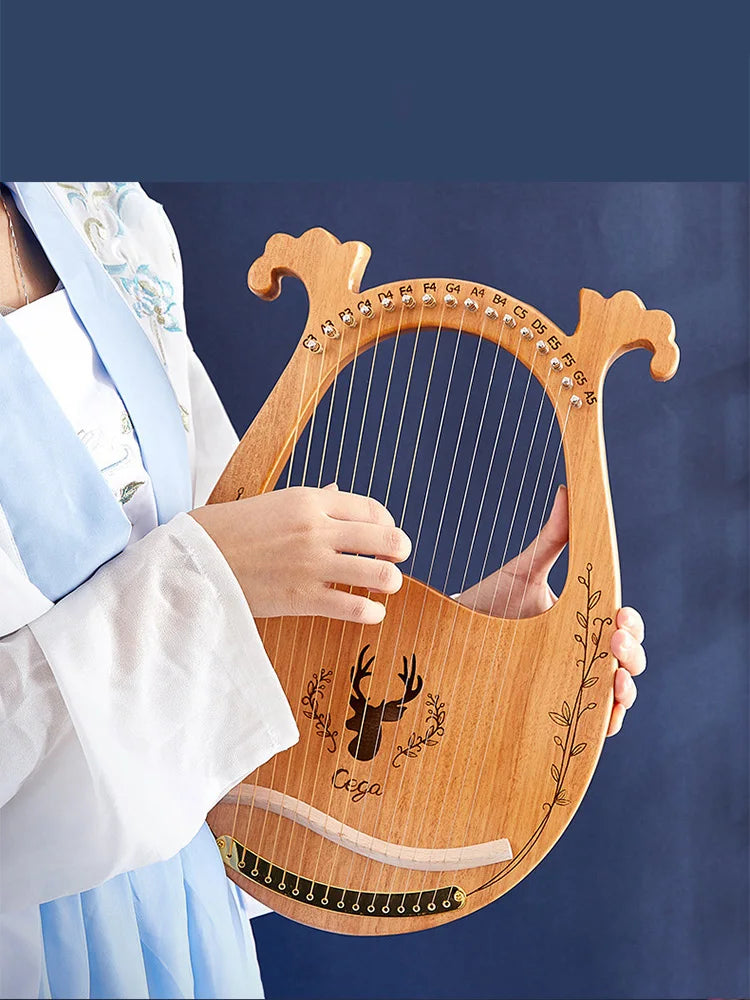 16/21/24-String Lyre Harp – Mahogany Wood Stringed Musical Instrument with Tuning Wrench & Spare Strings