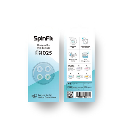 SpinFit CP1025 TWS Silicone Ear Tips – Patented Fit for True Wireless Earbuds, Compatible with MTW3, Jabra Elite 7 & Galaxy Buds 2