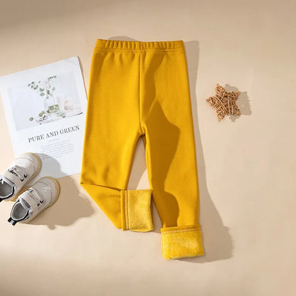 Winter Girls’ Fleece-Lined Thickened Trousers – Slim-Fit, Elastic Candy-Colored Pants to Keep Your Princess Cozy