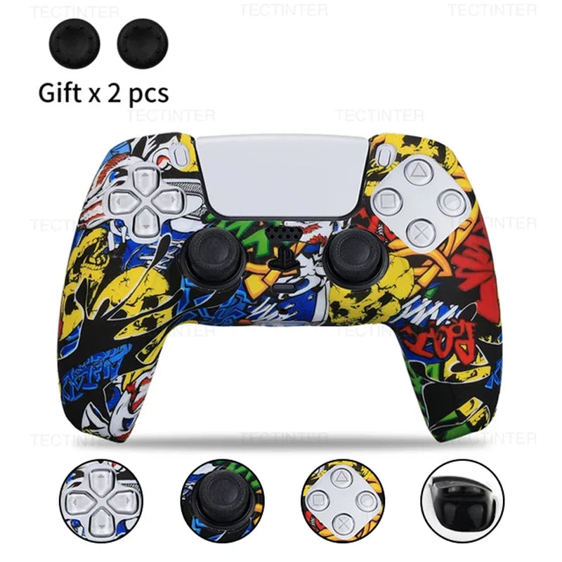 Protective Silicone Cover for PS5 Controller - Anti-Slip Skin Case with Thumb Grips for PlayStation 5 Slim Gamepad