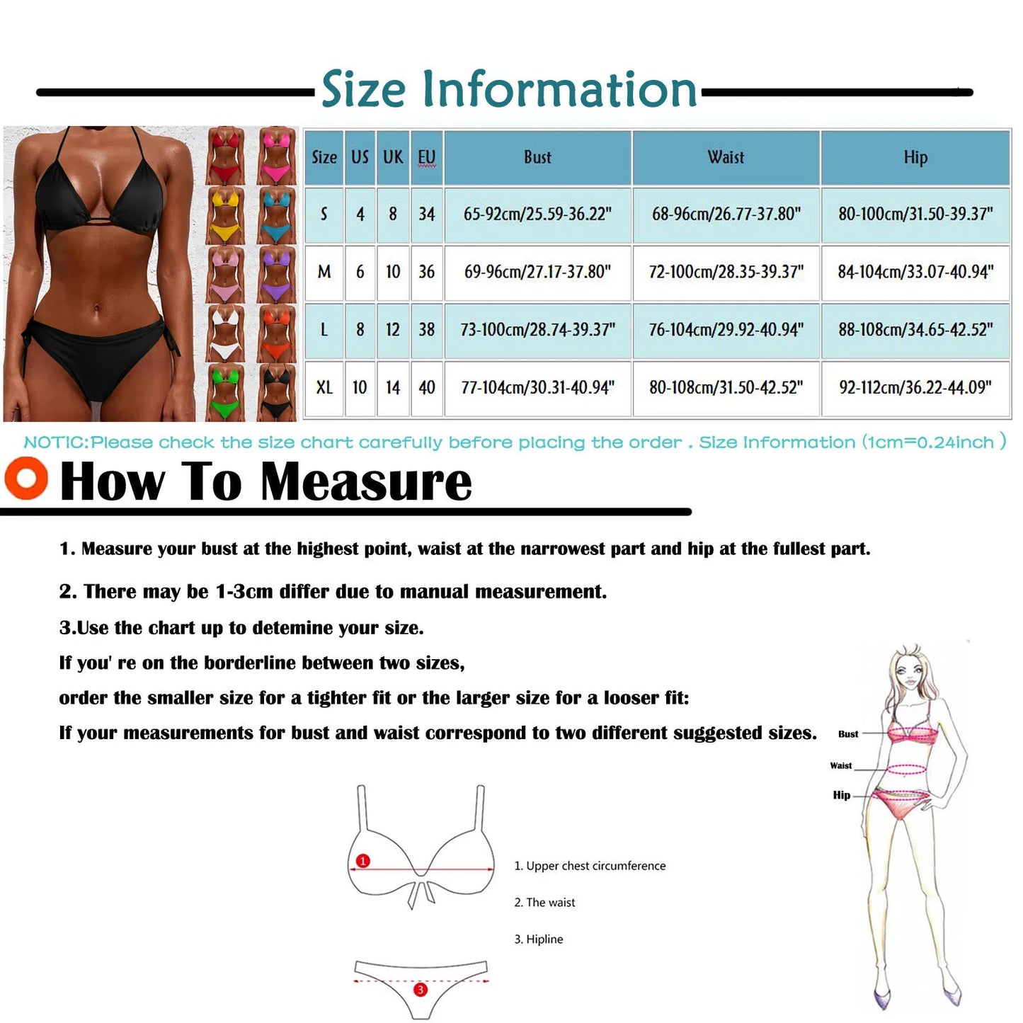 Brazilian Women’s Bikini Set - Sexy Push Up Padded Two Piece Thong Swimsuit for Beach & Pool Wear