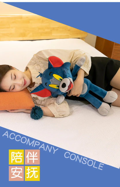 35/45/65cm Cute Cat & Mouse Plush Doll — Large Tom & Jerry Cartoon Stuffed Toy, Children's Soothing Companion Gift