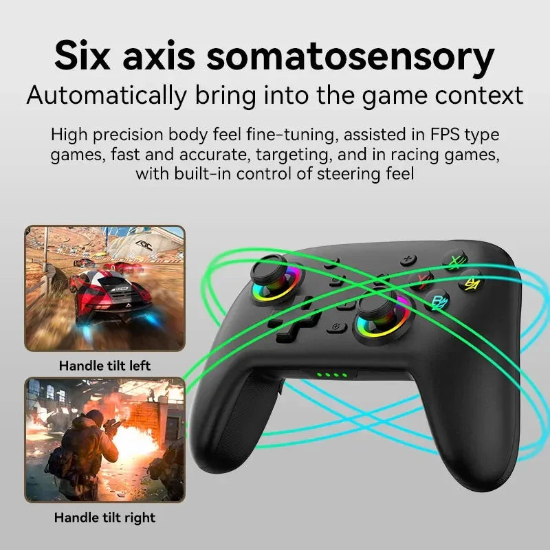 Wireless Pro Gamepad Controller for Nintendo Switch OLED/Lite & Elite – Bluetooth 6-Axis Joystick for PC & Steam Deck