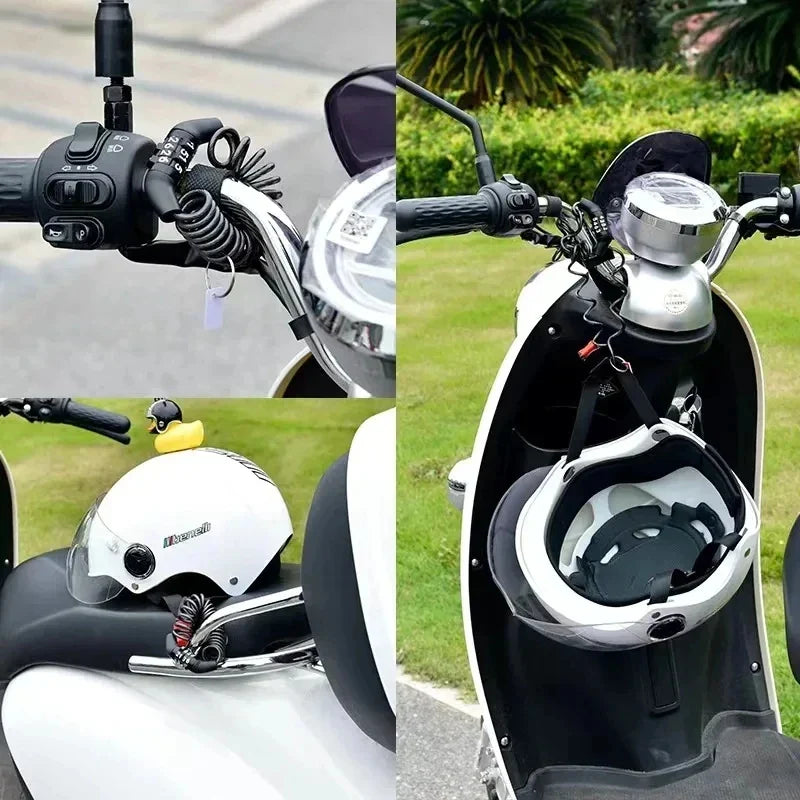 Universal Motorcycle & Bicycle Security Lock – Portable Helmet Password Wire Anti-Theft MTB & Road Bike Lock