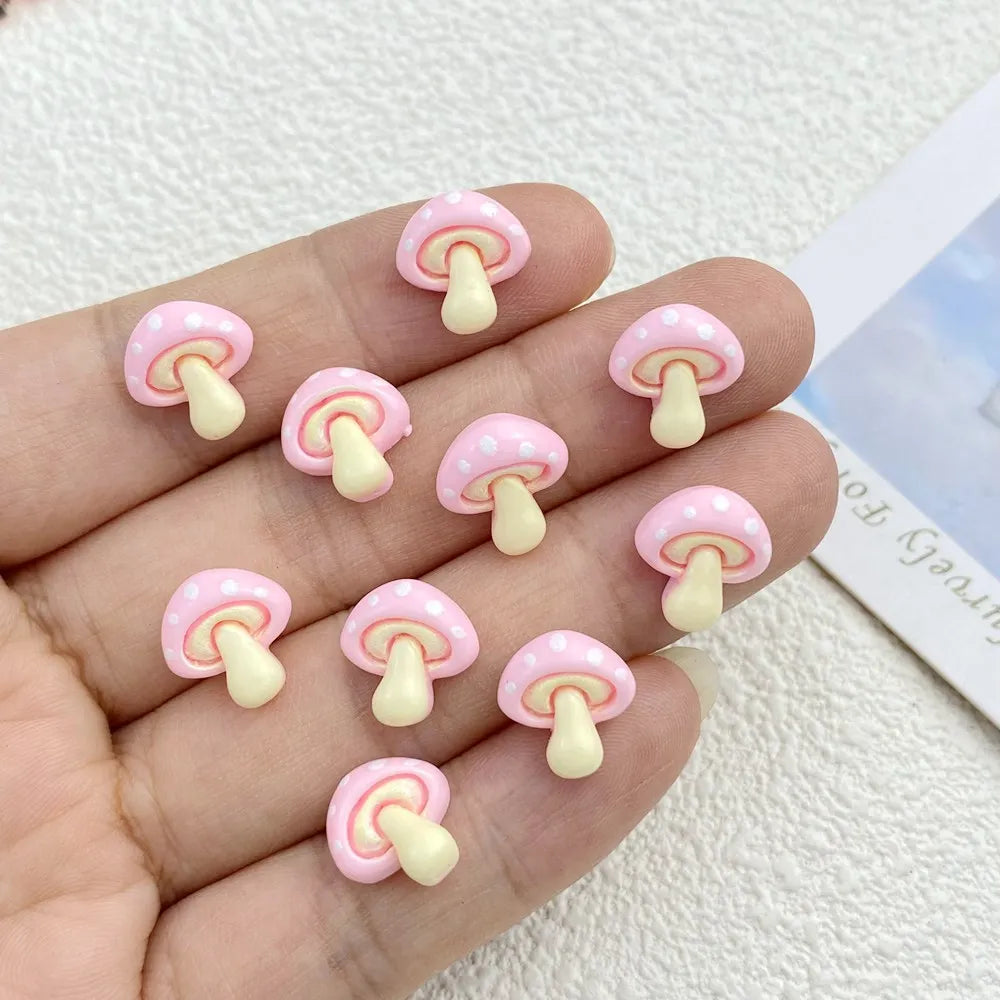 Cute Resin Mushroom Charms - 30PCS Flat Back DIY Jewelry, Nail Art & Hair Accessories