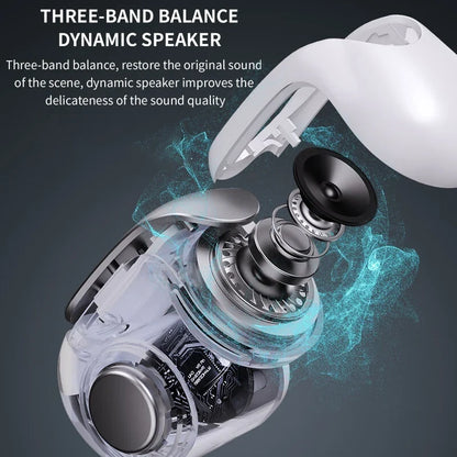 V12 Open Ear Wireless Earbuds - HiFi Stereo Bluetooth Sports Headphones with HD Mic & Ear Clip Design