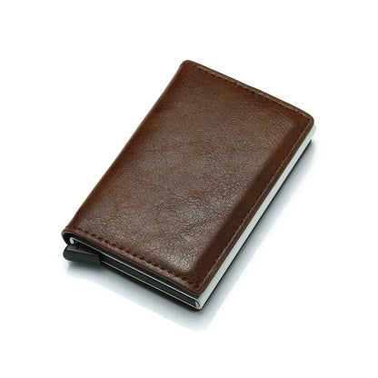 Carbon Fiber Credit Card Holder Wallet for Men - RFID Slim Pop-Up Metal Minimalist Case, Black