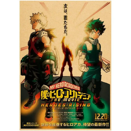 Vintage My Hero Academia Anime Poster – Retro Kraft Style Wall Art for Home Decor, Cartoon Painting & Room Decoration Sticker