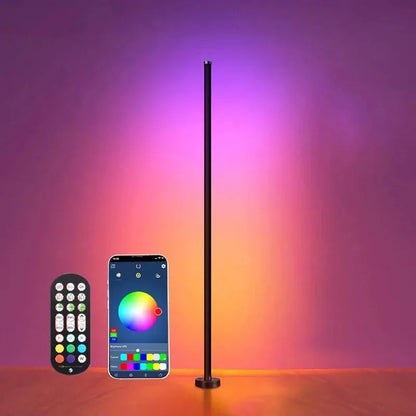 Smart RGB LED Floor Lamp - Remote & APP Control, Music Sync, Timer, Modern Corner Lighting for Bedroom & Living Room