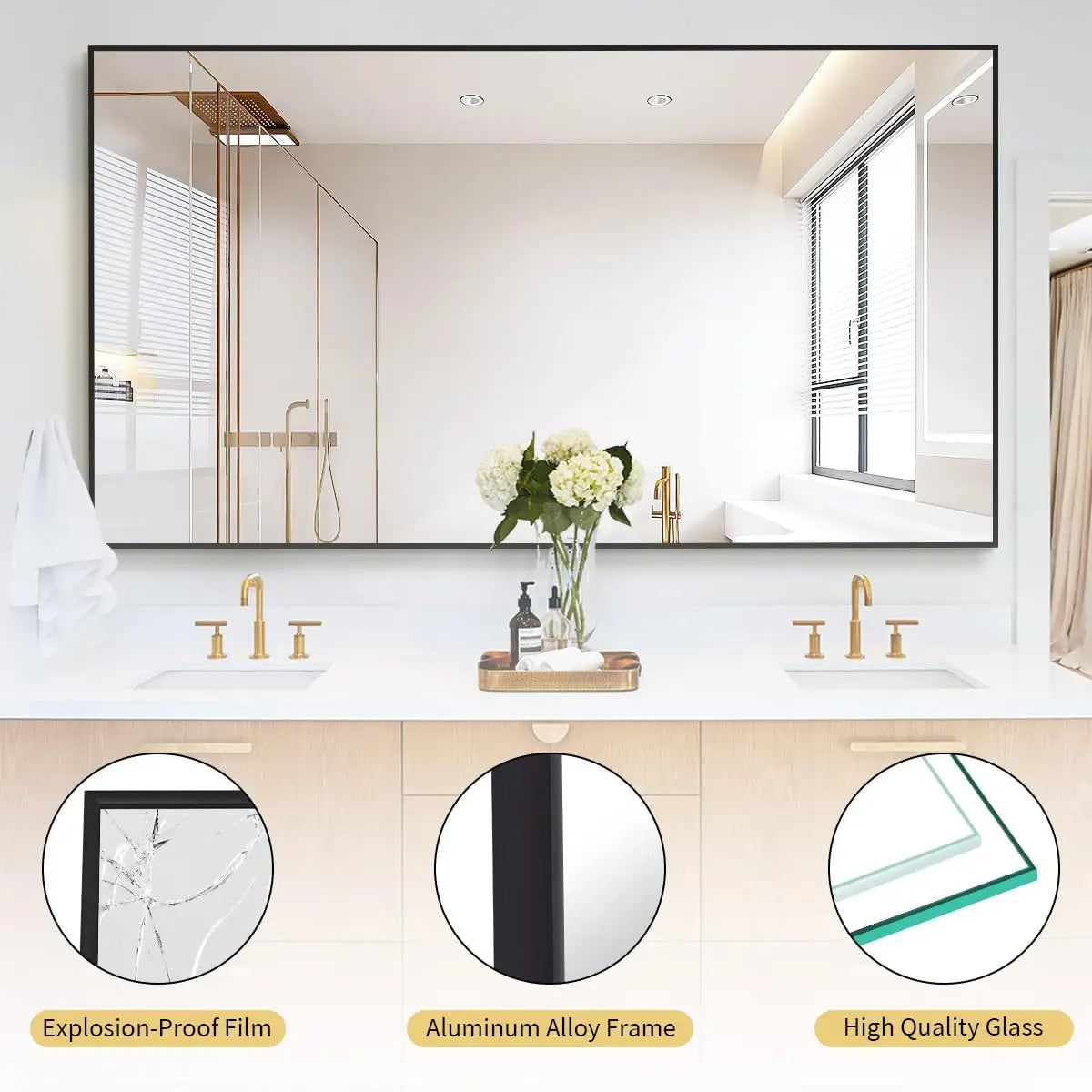 Large Full Length Mirror 34"x76" – Floor Body Mirror with Stand, Metal Frame for Wall-Mounted, Hanging or Leaning Vanity Use