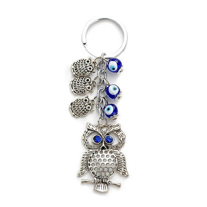Lucky Eye Fatima Hand Keychain – Alloy Tree of Life Elephant Owl Blue Turkish Evil Eye Car Keyring Jewelry for Men & Women Gift
