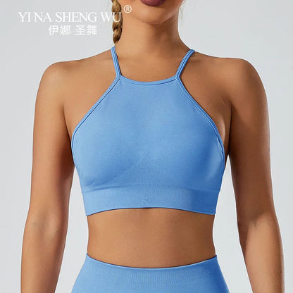 Women’s Shockproof Fitness Sports Bra – Push-Up Crop Top for Gym, Yoga & Workout