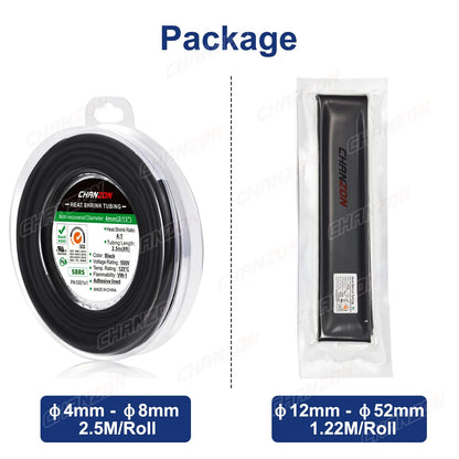 1.22M-2.5M Heat Shrink Tube with Glue – 4:1 Double Wall Adhesive Lined, Waterproof Marine Grade Shrinking Wrap for Wire