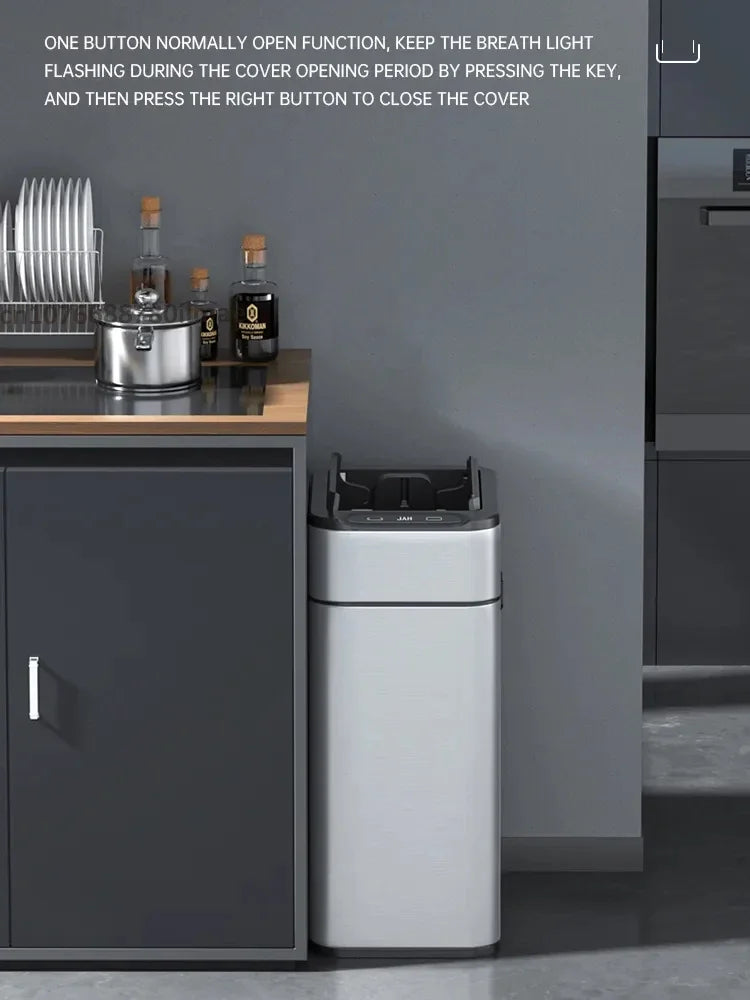 Smart Stainless Steel Trash Can – Automatic Wastebin for Kitchen & Home, 20-60L Large Capacity Garbage Bin