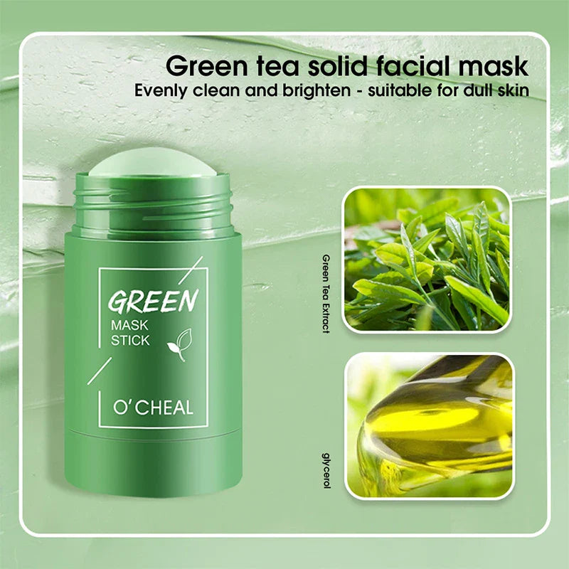 Green Tea & Honey Peach Facial Mask Stick – Pore Cleansing, Moisturizing & Charcoal Mud Mask