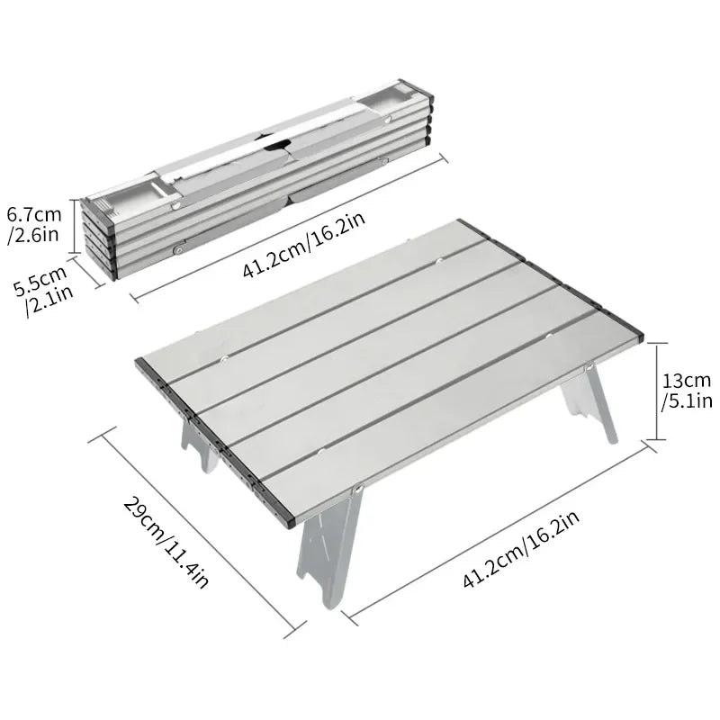 WESTTUNE Mini Camping Table | Ultralight Portable Aluminum Alloy Outdoor Table | Roll-Up Folding Table for Backpacking Picnic BBQ