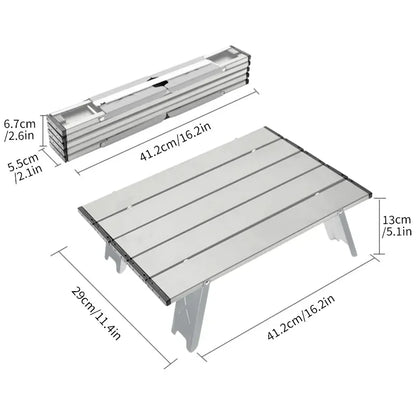 WESTTUNE Mini Camping Table | Ultralight Portable Aluminum Alloy Outdoor Table | Roll-Up Folding Table for Backpacking Picnic BBQ