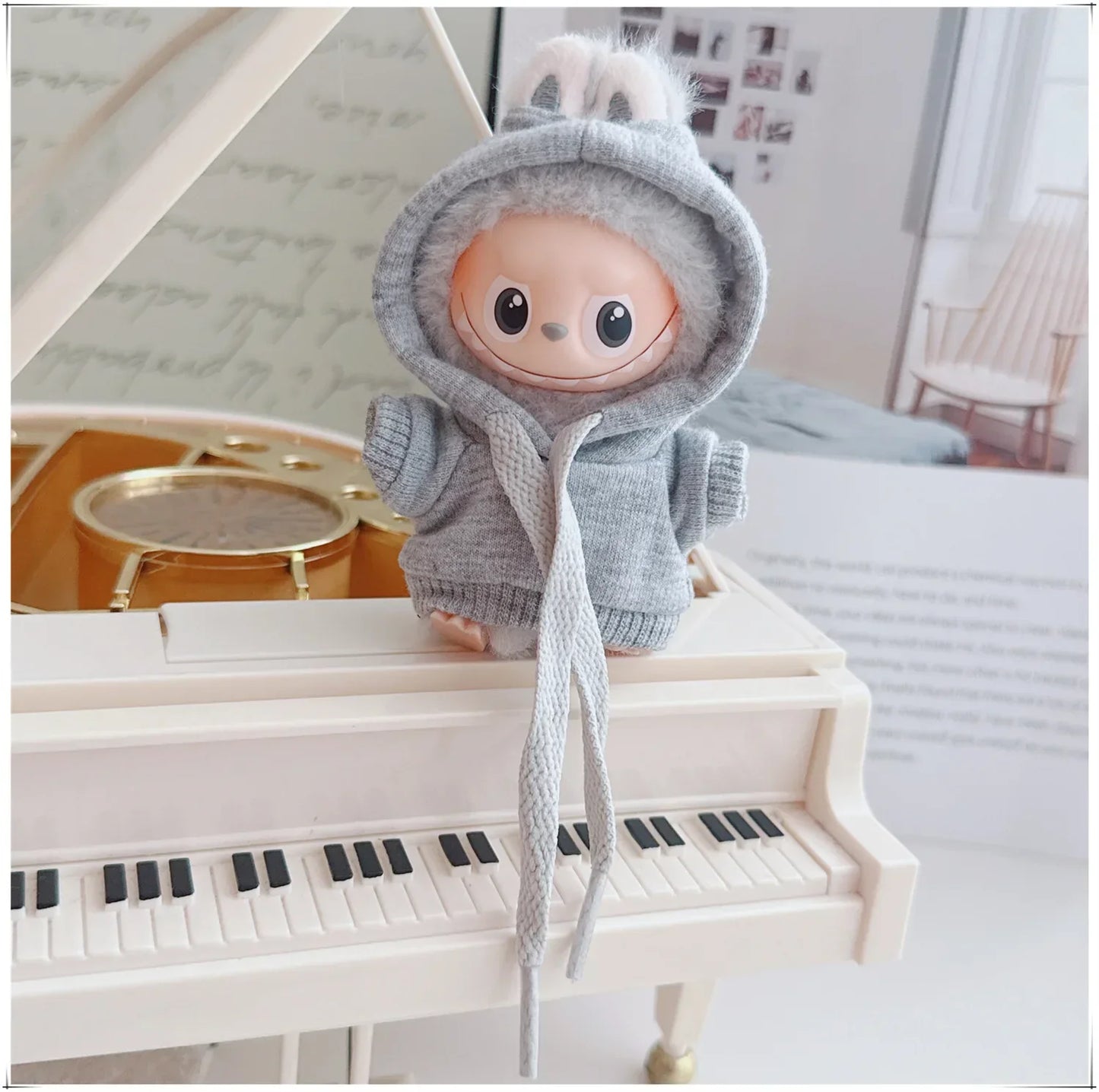 Labubu 4.0 Doll Hooded Sweater – Casual Sportswear Outfit for Mini Labubu V4 Dolls
